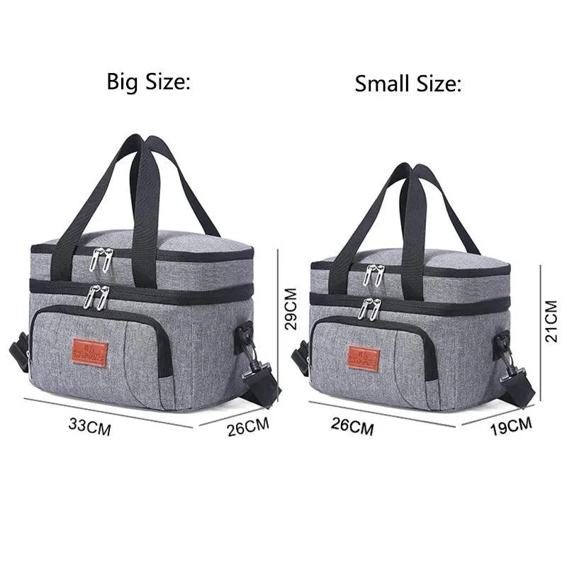 👜 Multifunctional Double Layers Tote Cooler Lunch Bag | Large Capacity Travel Picnic Lunch Box with Shoulder Strap for Women & Men 🍱