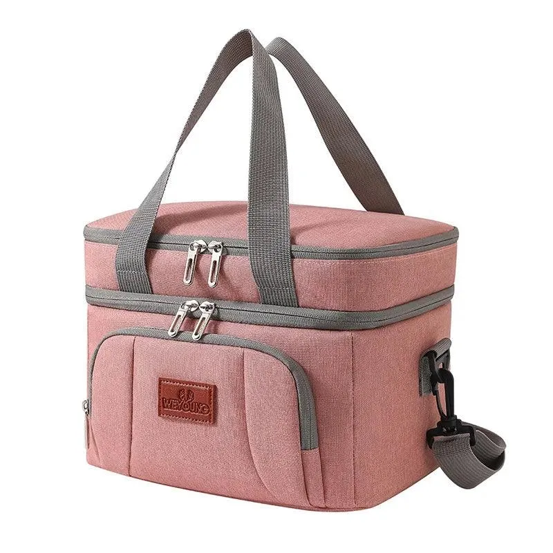 👜 Multifunctional Double Layers Tote Cooler Lunch Bag | Large Capacity Travel Picnic Lunch Box with Shoulder Strap for Women & Men 🍱