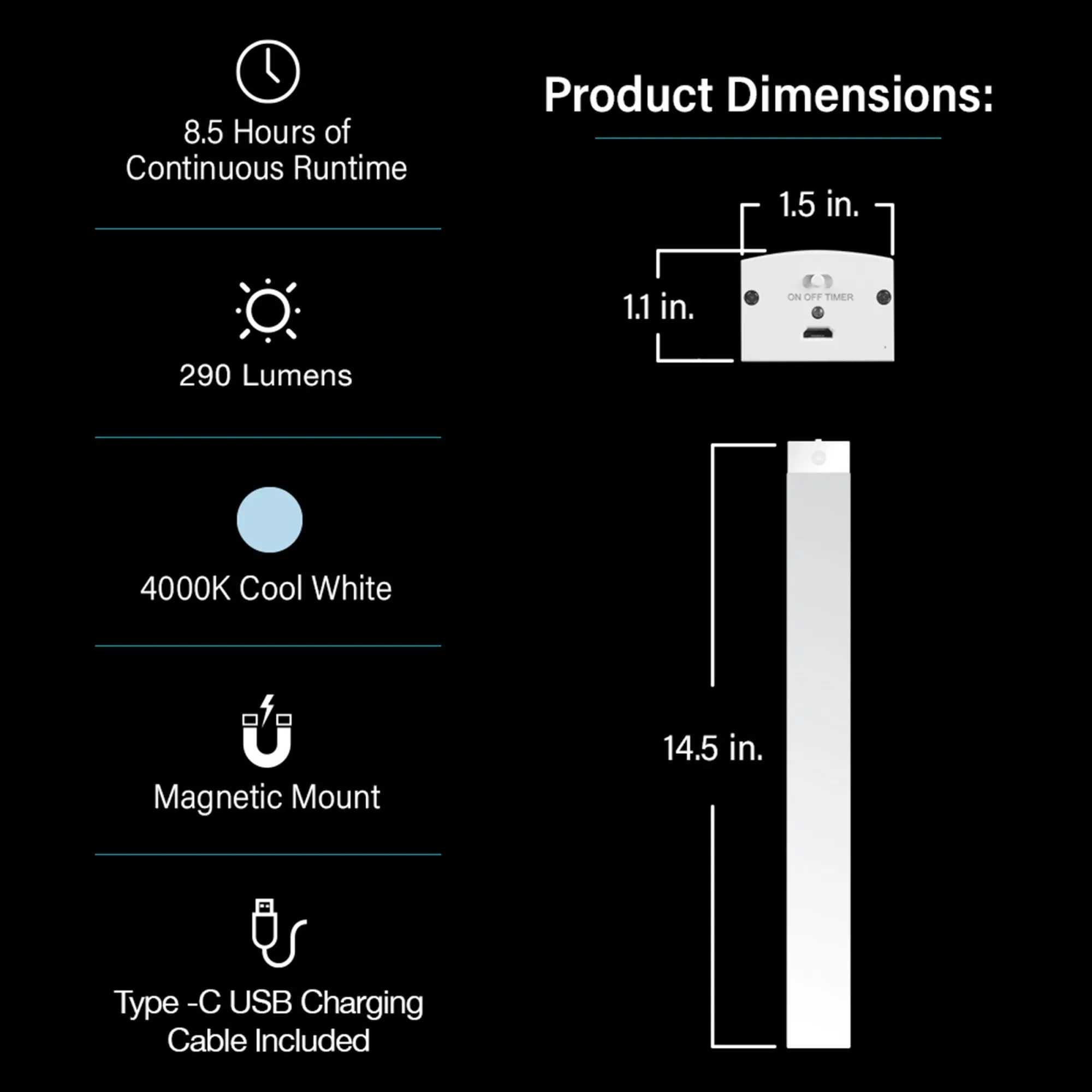 14.5 in. Rechargeable LED Under Cabinet Light