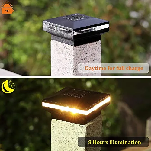 15 Lumen Outdoor Post Cap Light for Fence Deck or Patio, Warm White High Brightness SMD LED Lighting, Lamp Fits 4x4, 5x5 or 6x6 Wooden Posts, 6 Pack