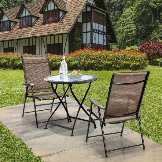 2 Pcs Outdoor Patio Folding Chair with Armrest for Camping Lawn Garden