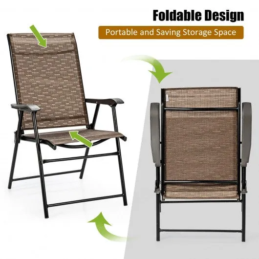 2 Pcs Outdoor Patio Folding Chair with Armrest for Camping Lawn Garden