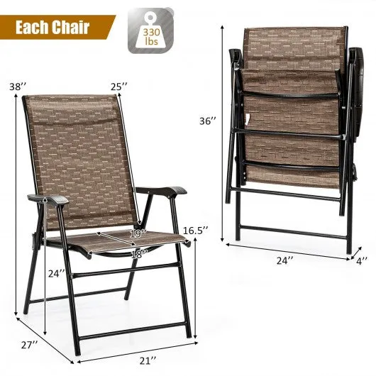 2 Pcs Outdoor Patio Folding Chair with Armrest for Camping Lawn Garden