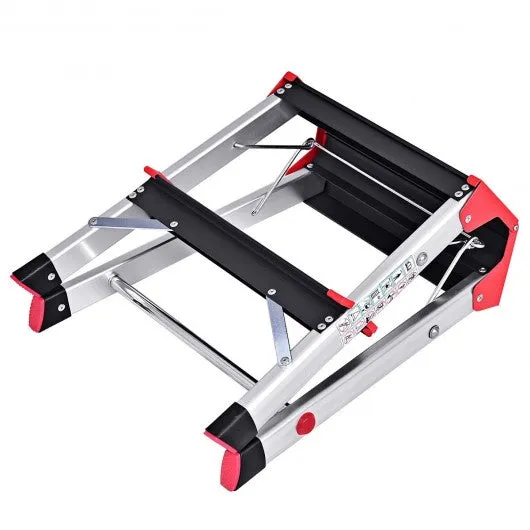 2 Step Aluminum Ladder Folding Non-Slip Platform 330Lbs Load