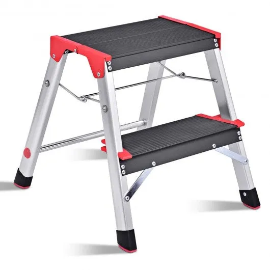 2 Step Aluminum Ladder Folding Non-Slip Platform 330Lbs Load