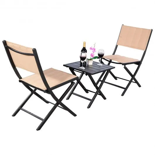 3 pcs Folding Bistro Outdoor Table Chairs