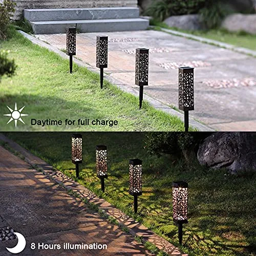 8 Pcs Solar Powered LED Garden Lights, Solar Path Lights Outdoor, Automatic Led Halloween Christmas Decorative Landscape Lighting for Patio, Yard and Garden