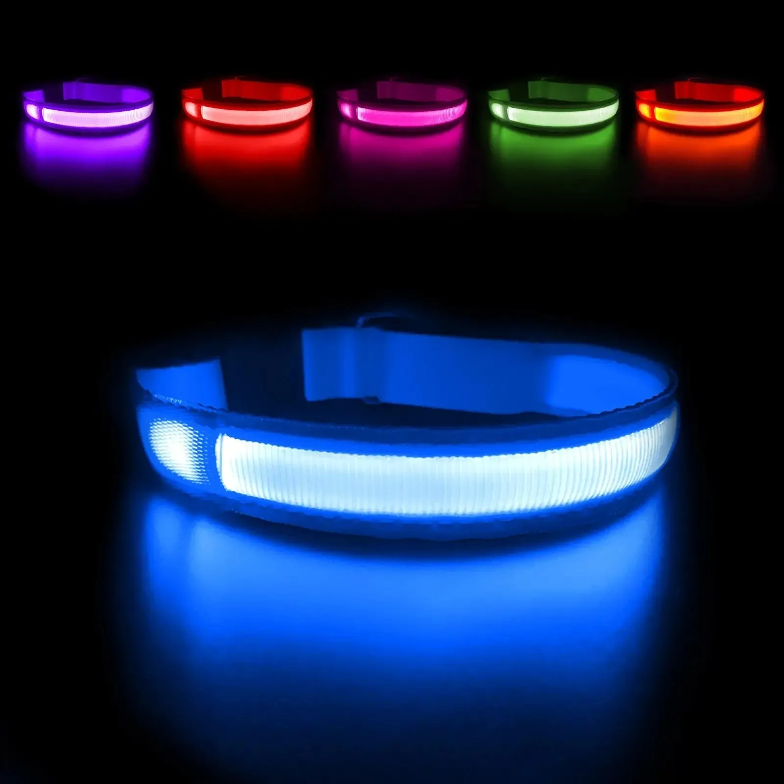 Anniepaw LED Luminous Waterproof Safety Night light Glow Necklace Dog Collar