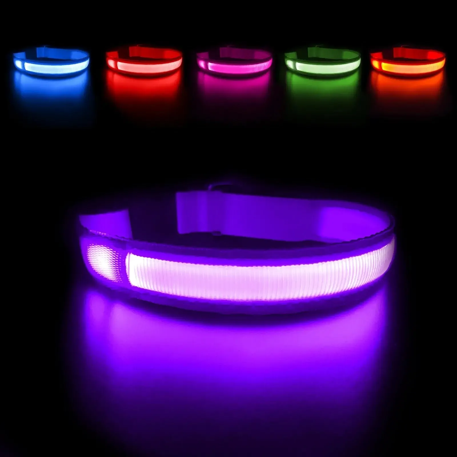 Anniepaw LED Luminous Waterproof Safety Night light Glow Necklace Dog Collar