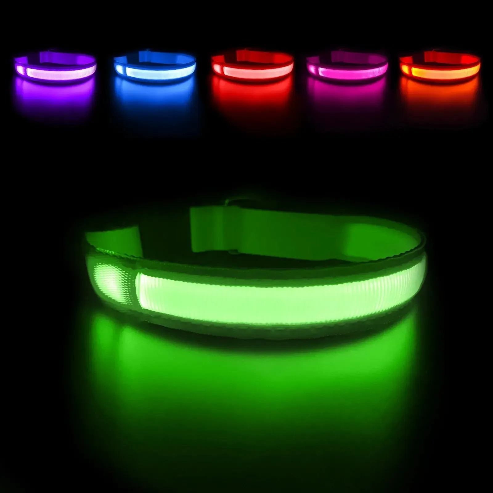 Anniepaw LED Luminous Waterproof Safety Night light Glow Necklace Dog Collar