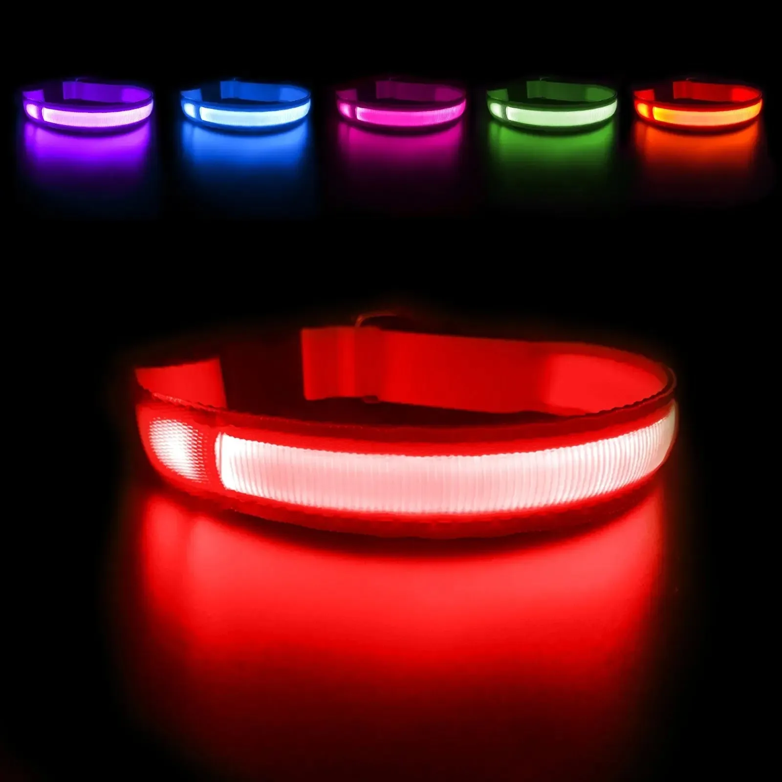 Anniepaw LED Luminous Waterproof Safety Night light Glow Necklace Dog Collar