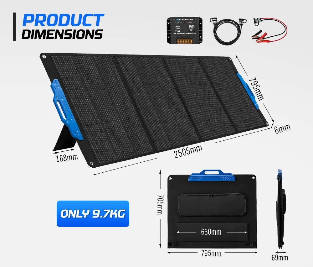 Atem Power 12V 300W Flexible Folding Solar Panel Kit Solar Mat Blanket Camping