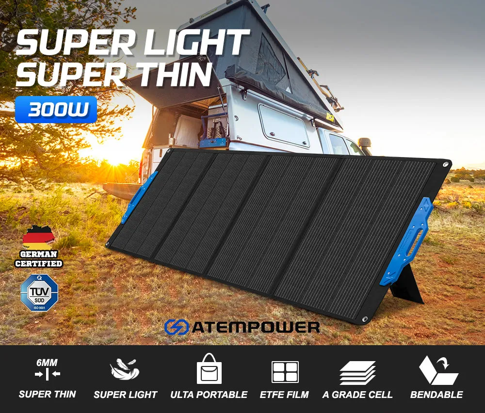 Atem Power 12V 300W Flexible Folding Solar Panel Kit Solar Mat Blanket Camping