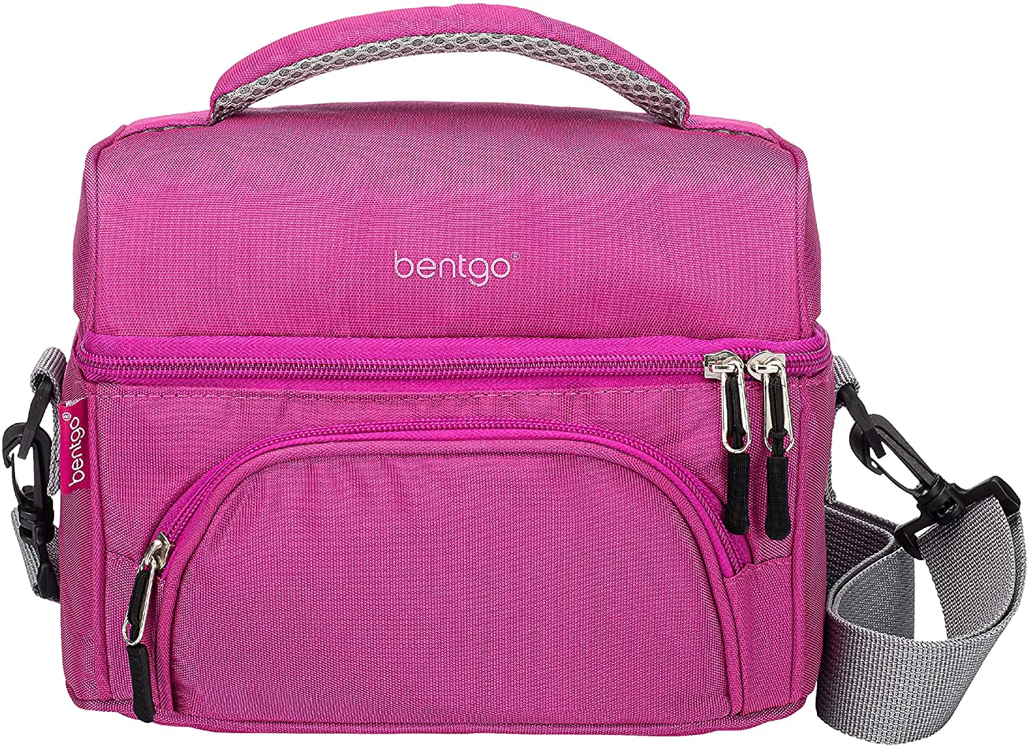 Bentgo Deluxe Lunch Bag - Durable and Insulated Lunch Tote with Zippered Outer Pocket, Internal Mesh Pocket, Padded and Adjustable Straps, & 2-Way Zippers - Fits All Bentgo Lunch Boxes (Blush)