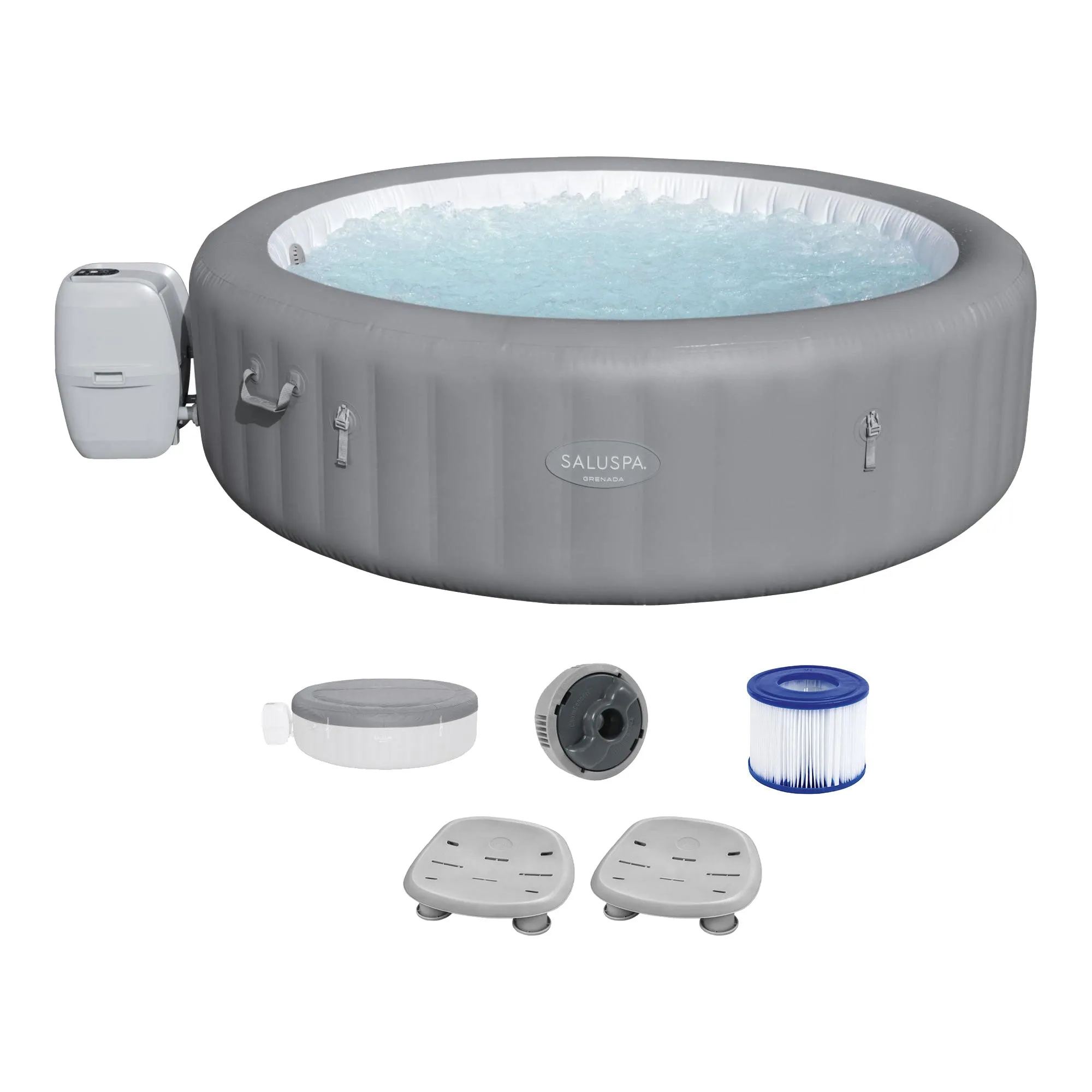 Bestway SaluSpa Grenada AirJet Inflatable Hot Tub w/Pool and Spa Seat (2 Pack)