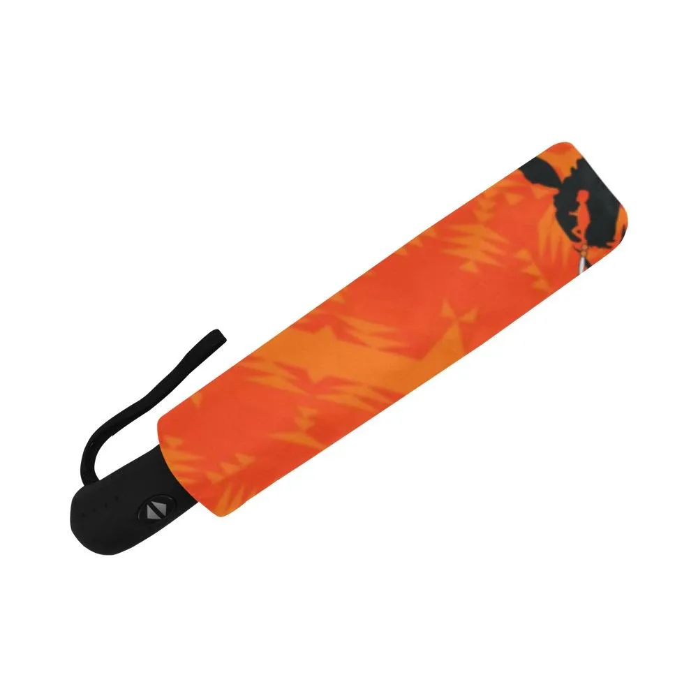 Between the Mountains Orange A feather for each Auto-Foldable Umbrella