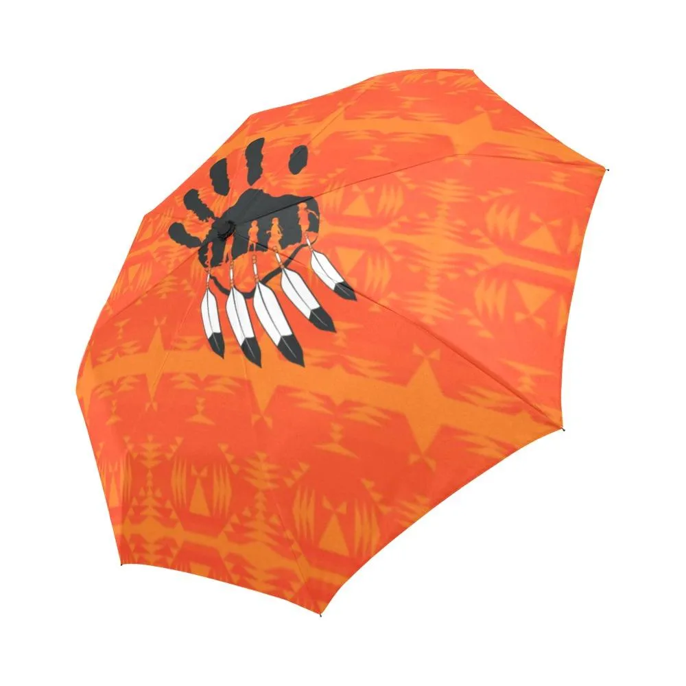 Between the Mountains Orange A feather for each Auto-Foldable Umbrella