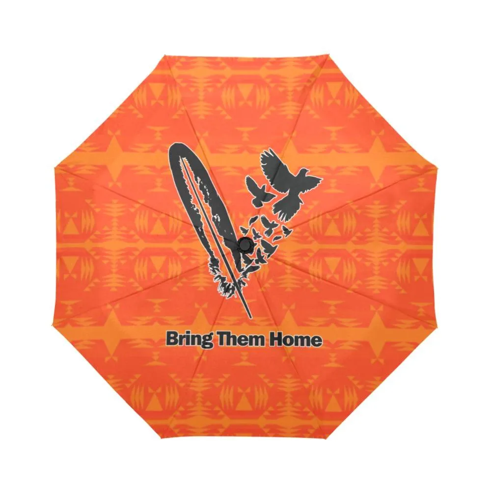 Between the Mountains Orange Bring Them Home Auto-Foldable Umbrella