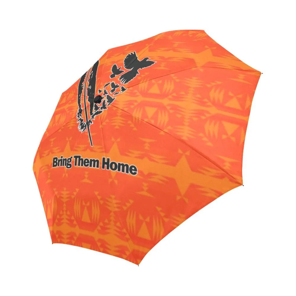 Between the Mountains Orange Bring Them Home Auto-Foldable Umbrella