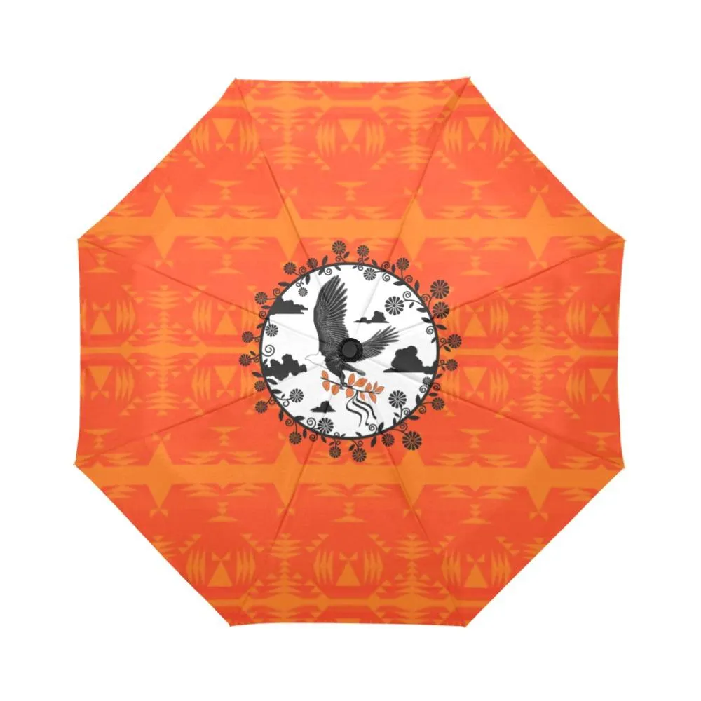 Between the Mountains Orange Carrying Their Prayers Auto-Foldable Umbrella