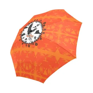 Between the Mountains Orange Carrying Their Prayers Auto-Foldable Umbrella