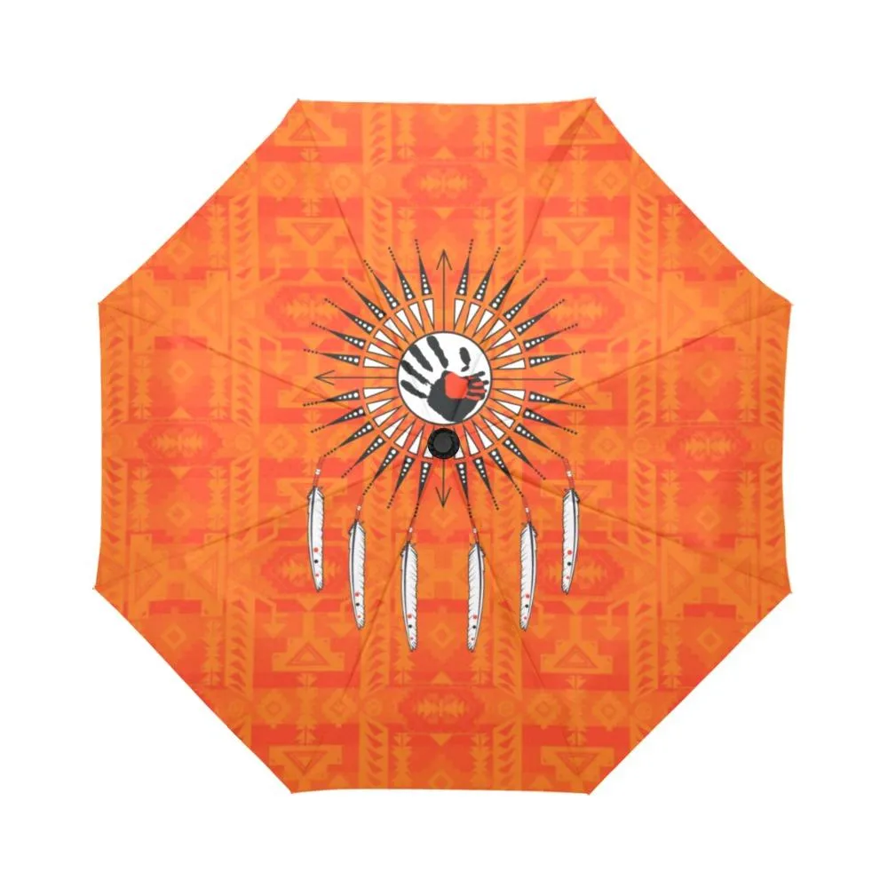 Chiefs Mountain Orange Feather Directions Auto-Foldable Umbrella