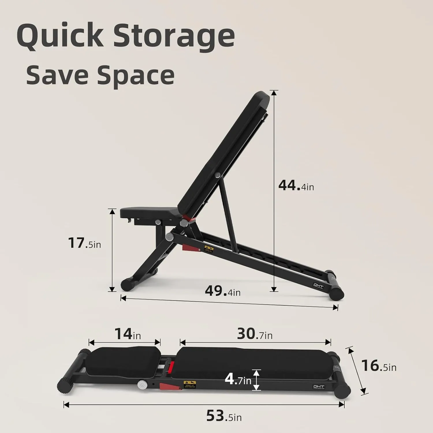 DHT B2 Adjustable Foldable 21 Angle Weight Bench, 350 lb Capacity, Home Gym