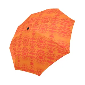 Fire Colors and Turquoise Orange Auto-Foldable Umbrella