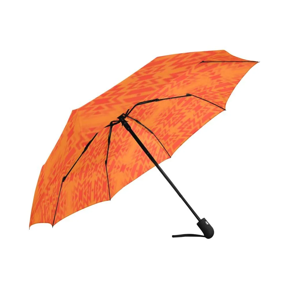 Fire Colors and Turquoise Orange Auto-Foldable Umbrella