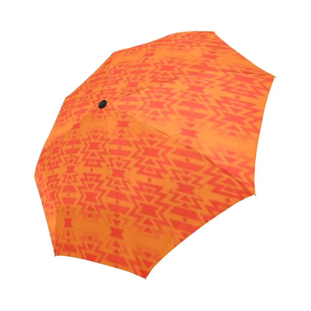 Fire Colors and Turquoise Orange Auto-Foldable Umbrella