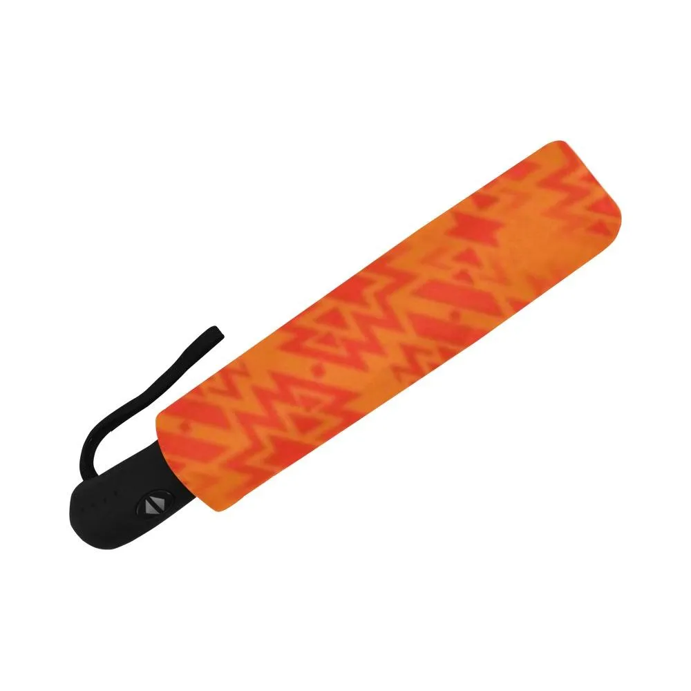 Fire Colors and Turquoise Orange Auto-Foldable Umbrella