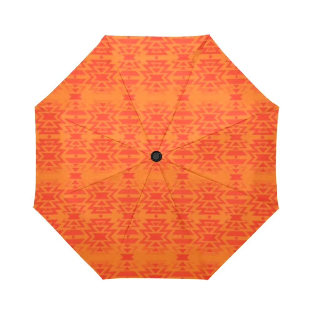 Fire Colors and Turquoise Orange Auto-Foldable Umbrella