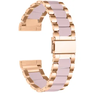 Fitbit Sense / Versa 3 resin in stainless steel watch strap - Rose Gold / Pink Splicing