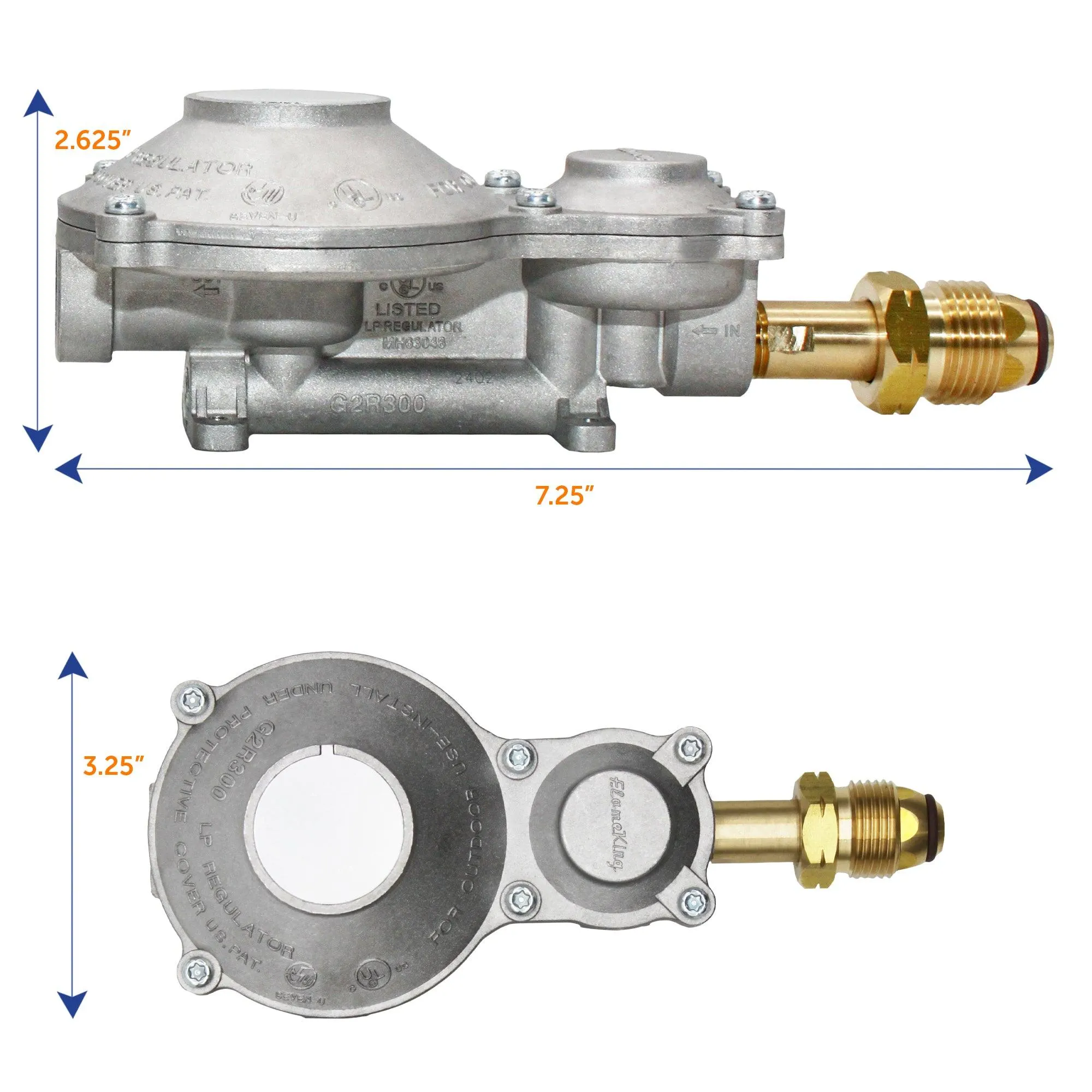 Flame King 2-Stage 300,000 BTU Propane LP Horizontal Super Compact Regulator