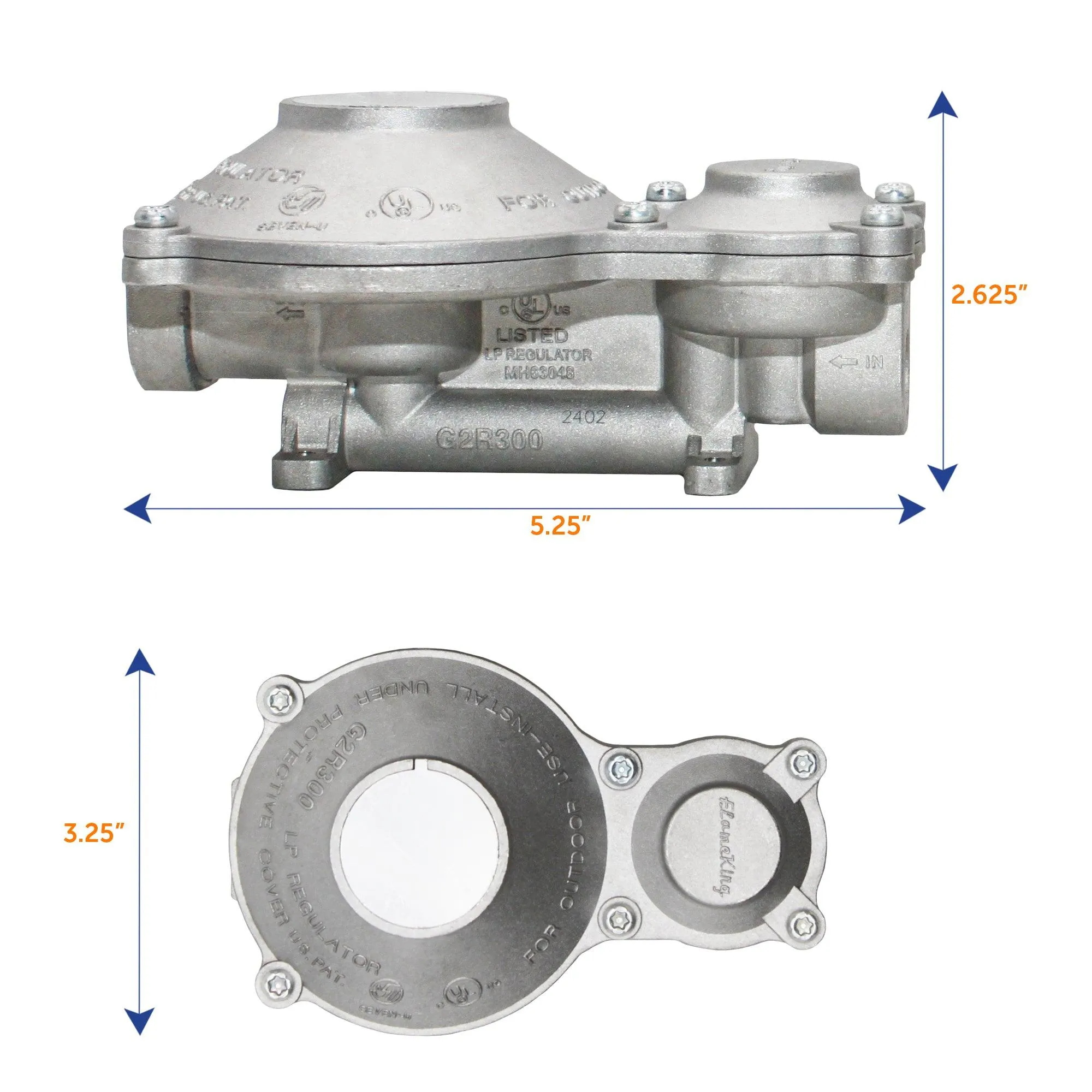 Flame King 2-Stage 300,000 BTU Propane LP Vertical Super Compact Regulator