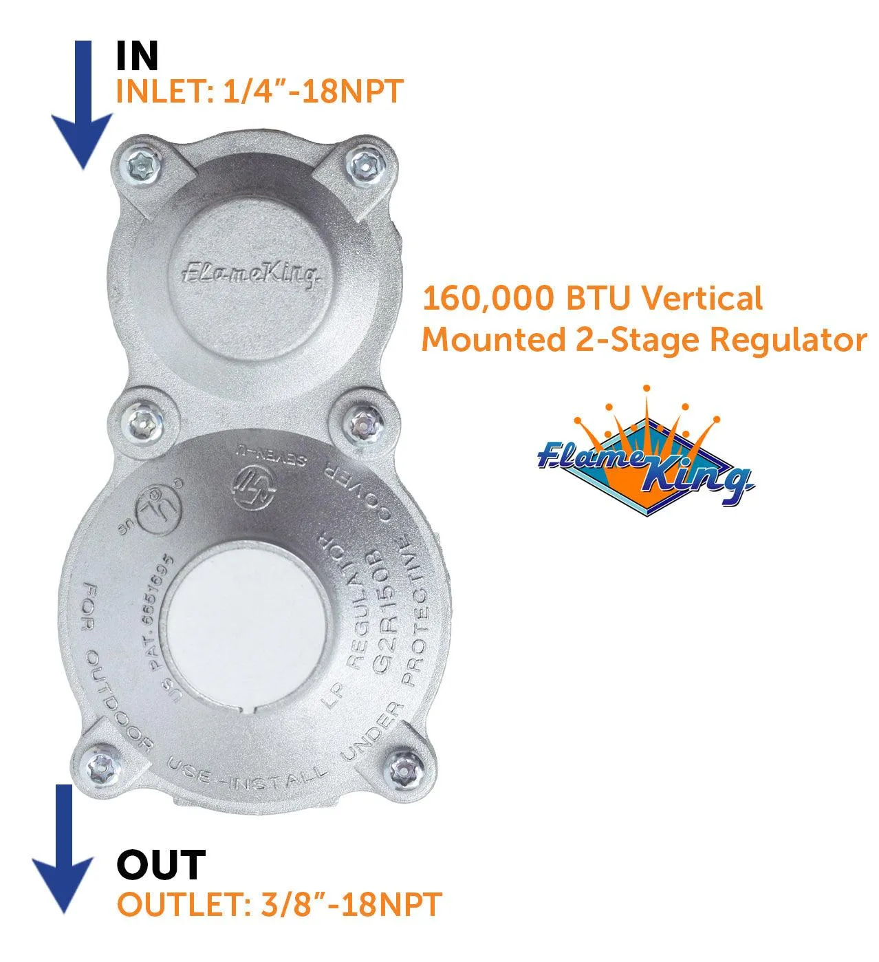 Flame King 2-Stage LP Propane Gas Regulator