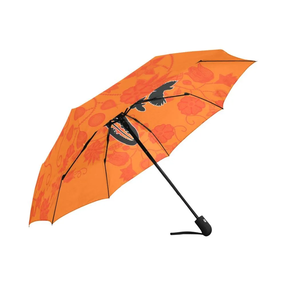 Floral Beadwork Real Orange Bring Them Home Auto-Foldable Umbrella