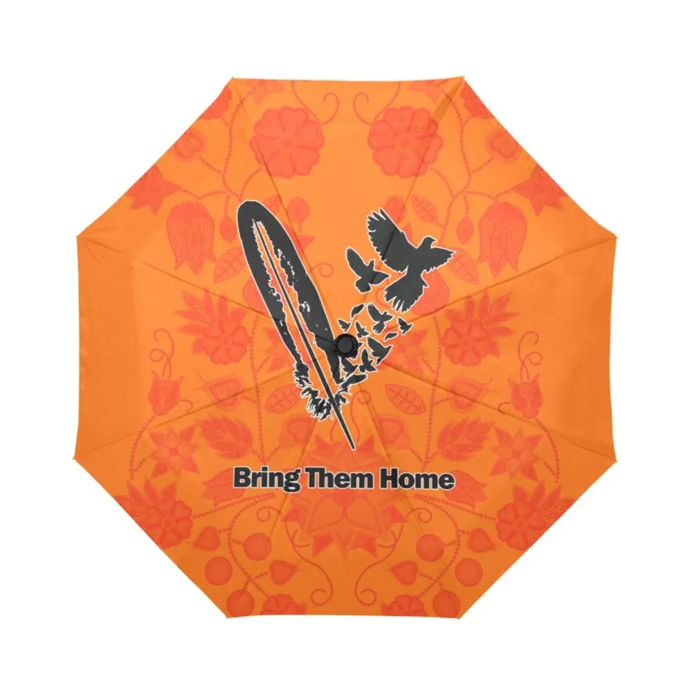 Floral Beadwork Real Orange Bring Them Home Auto-Foldable Umbrella