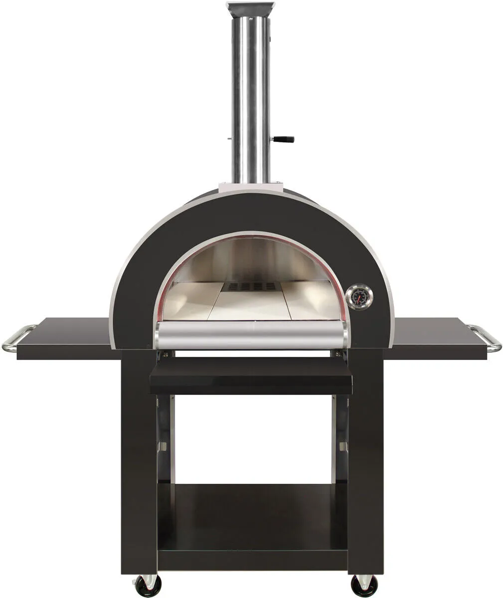 Grill King Charcoal Pizza Oven Outdoor In Black Stainless Steel Artisan Wood-Fired Charcoal Pizza Bread Oven BBQ Grill