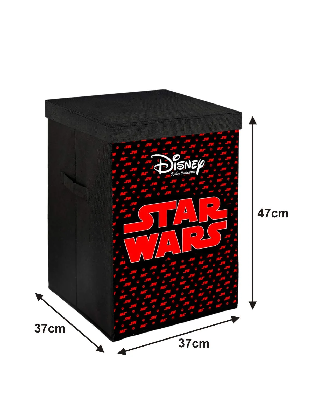 Heart Home Disney Star Wars Print Non Woven Fabric Foldable Laundry Basket, Toy Storage Basket, Cloth Storage Basket With Lid & Handles (Set Of 2, Maroon)-HHEART16278