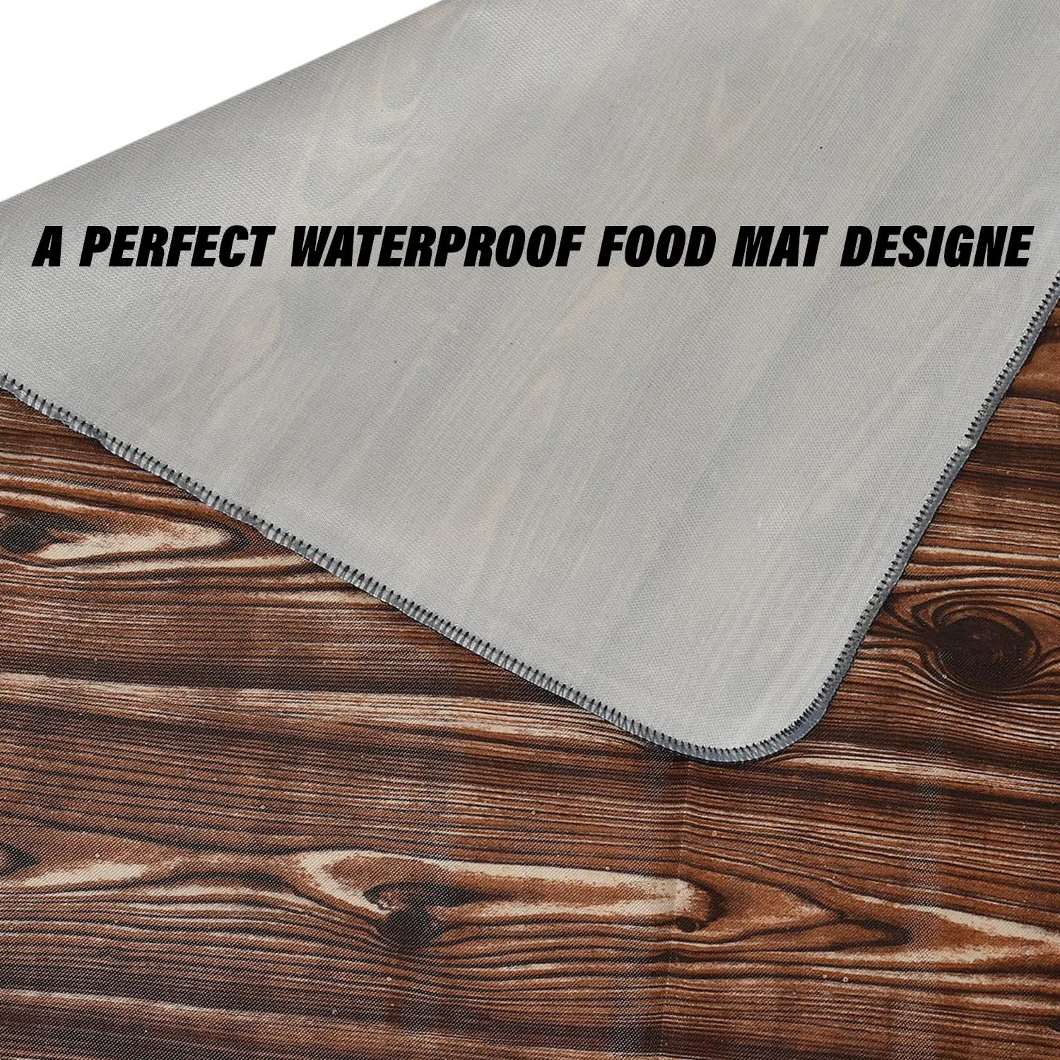 Heart Home Food Mat | Wooden Texture Bed Server | Laminated Bed Protector for Home | Bed Server for Bedsheet | 36 Inch | Pack of 2 | Dark Brown