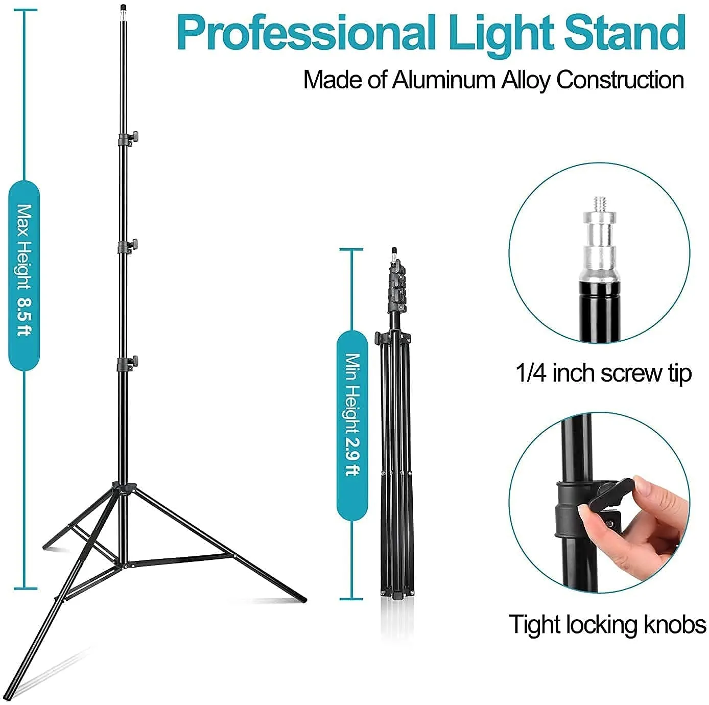 Heavy Duty 9 Feet Big Tripod Stand Light Weight Adjustable Big Tripod Stand Holder, For Mobile and Camera Photography & Video Shooting | Ring Light | Reflector | Flash Units | Light Lamps | Diffuser