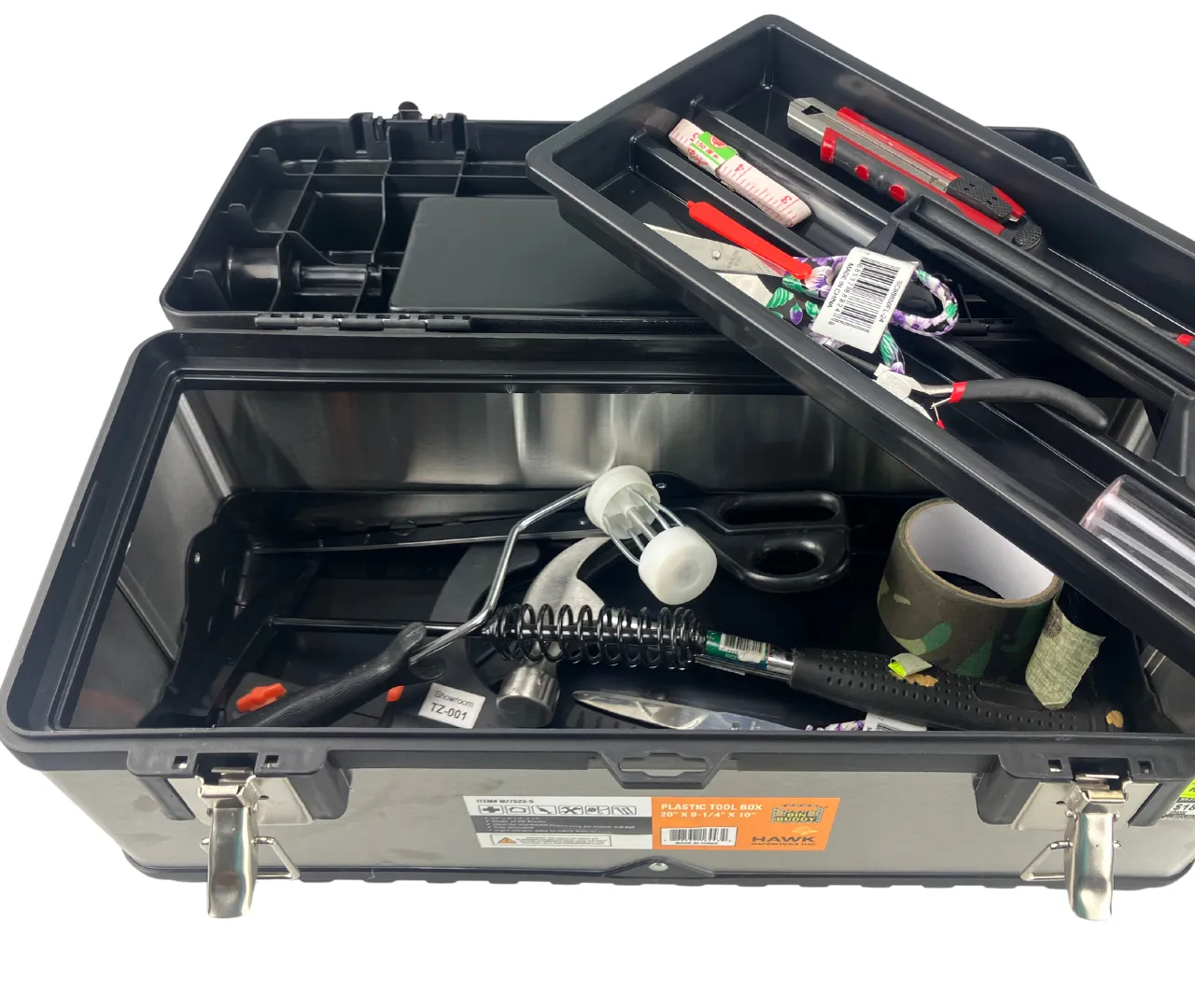 Heavy Duty Steel & Plastic Tool Box, Lift Out Tray