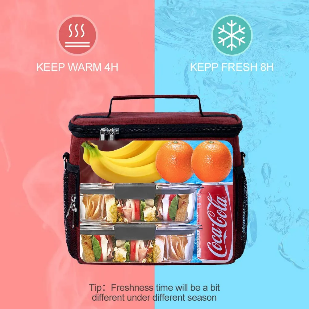 Insulated Lunch Bag for Women/Men - Reusable Lunch Box for Office Work School Picnic Beach - Leakproof Cooler Tote Bag Freezable Lunch Bag with Adjustable Shoulder Strap for Kids/Adult - Pyramid