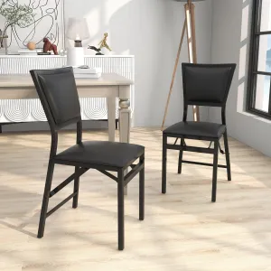 KOMFOTT Folding Dining Chairs Set of 2/4 with Padded Seats, Sturdy Metal Frame