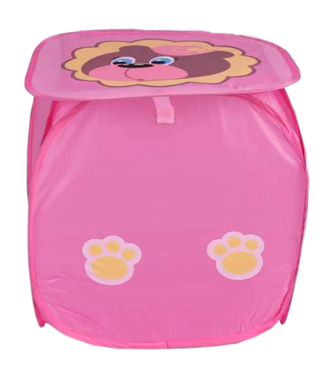 Kuber Industries Butterfly Print Foldable Polyster Laundry Basket, Toy Storage Basket, Cloth Storage Basket With Lid & Handles (Pink)-HS_38_KUBMART21181