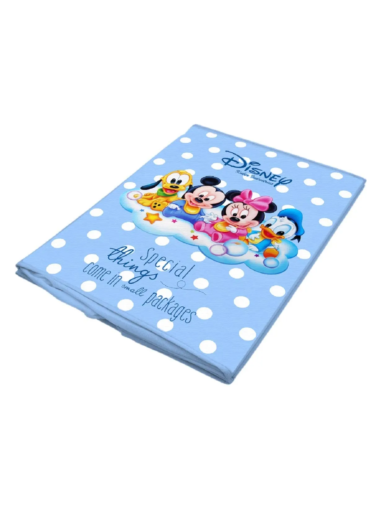 Kuber Industries Disney Kids Team Mickey Print Non Woven Fabric Foldable Laundry Organiser With Lid & Handles (Royal Blue)-KUBMART16281