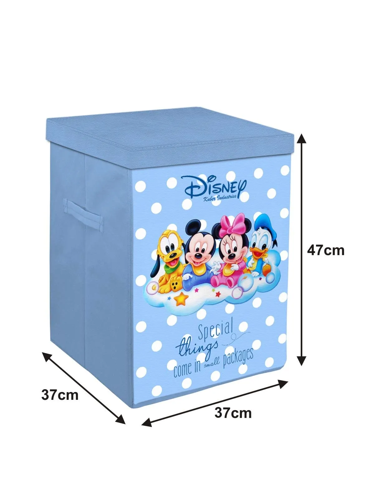 Kuber Industries Disney Kids Team Mickey Print Non Woven Fabric Foldable Laundry Organiser With Lid & Handles (Royal Blue)-KUBMART16281