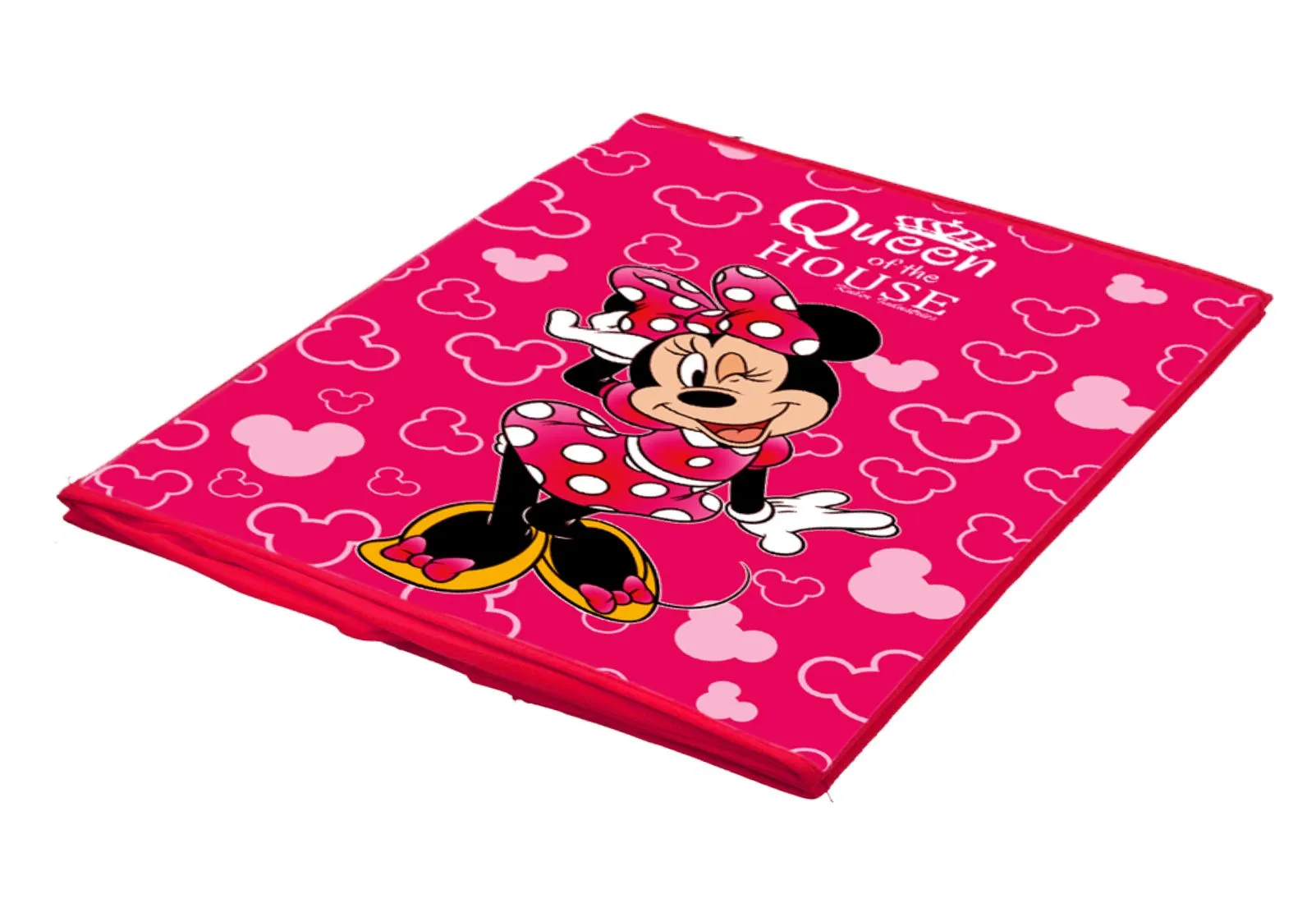 Kuber Industries Disney Minnie Print Non Woven 2 Pieces Fabric Foldable Storage Cube For Toy,Books,Shoes Storage Box With Handle,Extra Large (Pink)-KUBMART16160