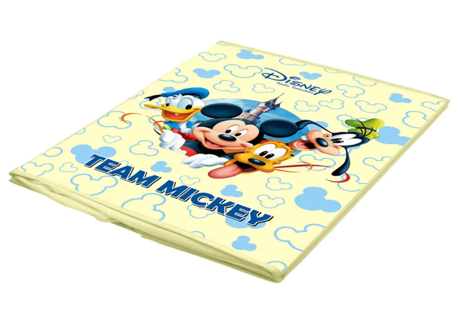 Kuber Industries Disney Team Mickey Print Non Woven Fabric Foldable Storage Cube Storage Box with Handle (Cream, Extra Large, KUBMART16168)